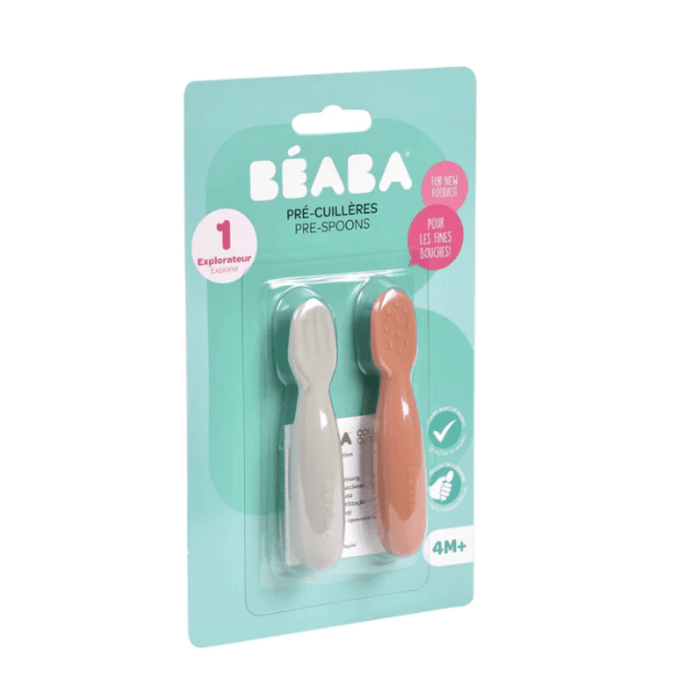 Beaba Silicone Pre-Spoons 2 Pack - Terracotta/Velvet Grey