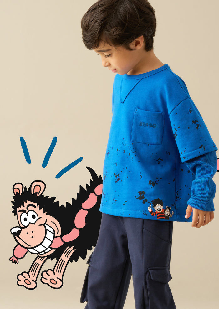 Beano Blue Double Layer Waffle T-Shirt