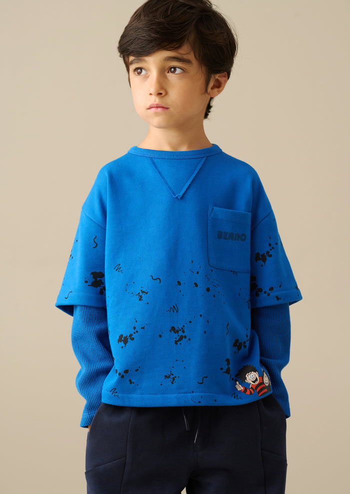 Beano Blue Double Layer Waffle T-Shirt