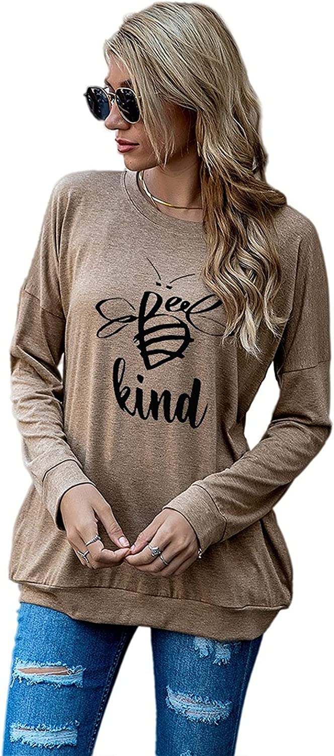 Bee Kind Shirt Gift Women Long Sleeve Bees Blouse with Pockets
