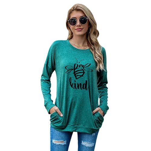 Bee Kind Shirt Gift Women Long Sleeve Bees Blouse with Pockets