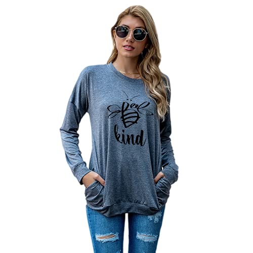 Bee Kind Shirt Gift Women Long Sleeve Bees Blouse with Pockets
