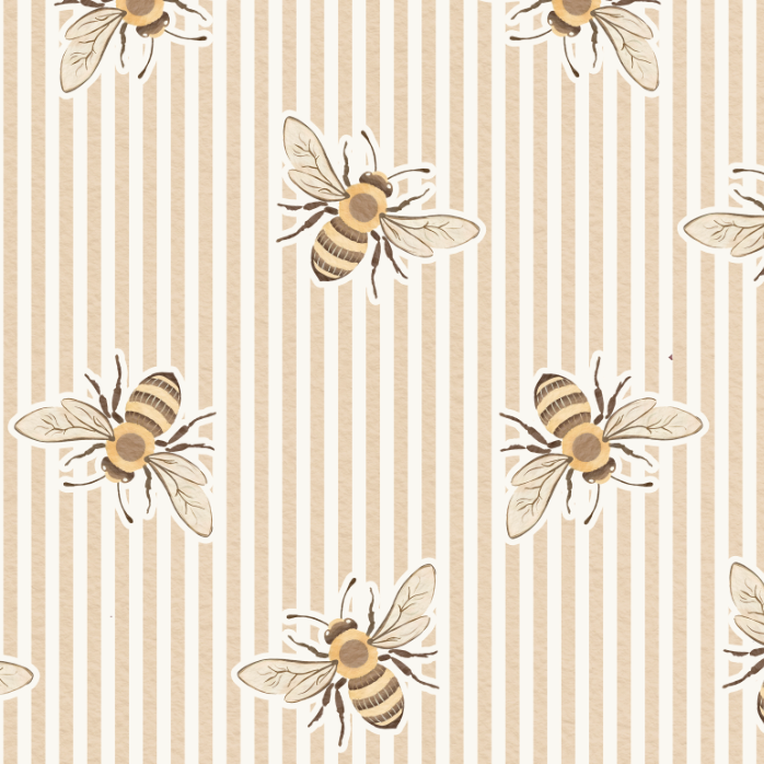 Pattern of bees on a striped background