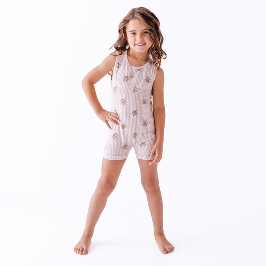 Bee Sweet Kid's Sleeveless Shorty Romper Luxe Edition | Cotton Bamboo Blend