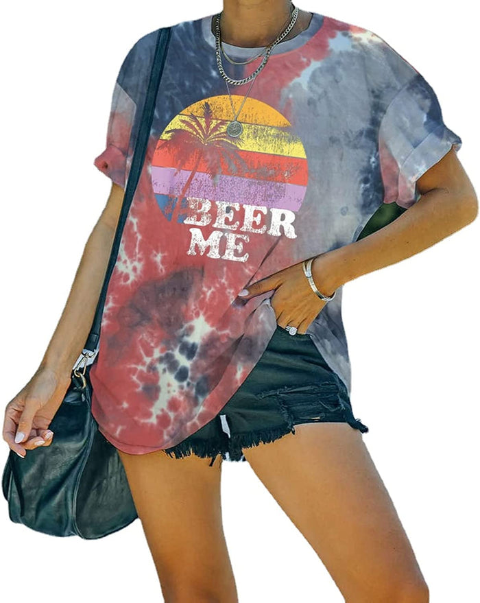 Beer Me Shirt Women Funny Drinking Tie Dye T-Shirt