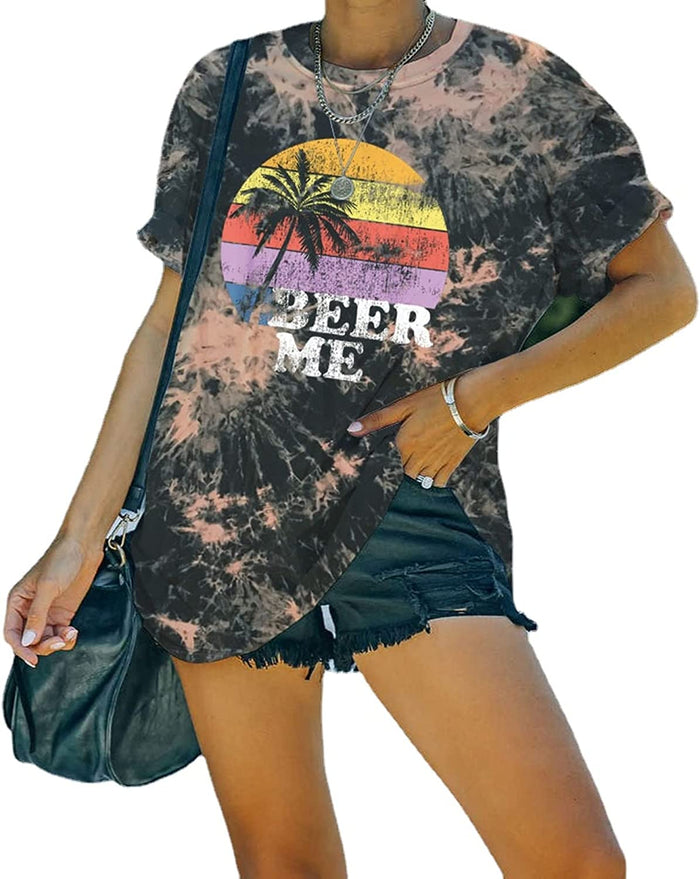 Beer Me Shirt Women Funny Drinking Tie Dye T-Shirt