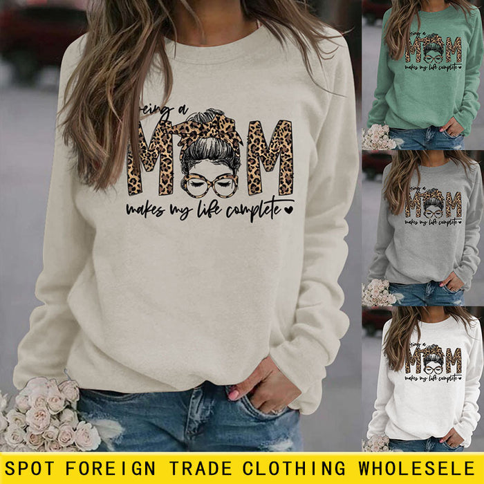 Being A MOM Makes My Life Complete Loose Long-sleeved Large Size Sweater Women