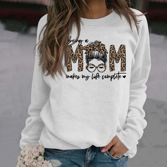 Being A MOM Makes My Life Complete Loose Long-sleeved Large Size Sweater Women
