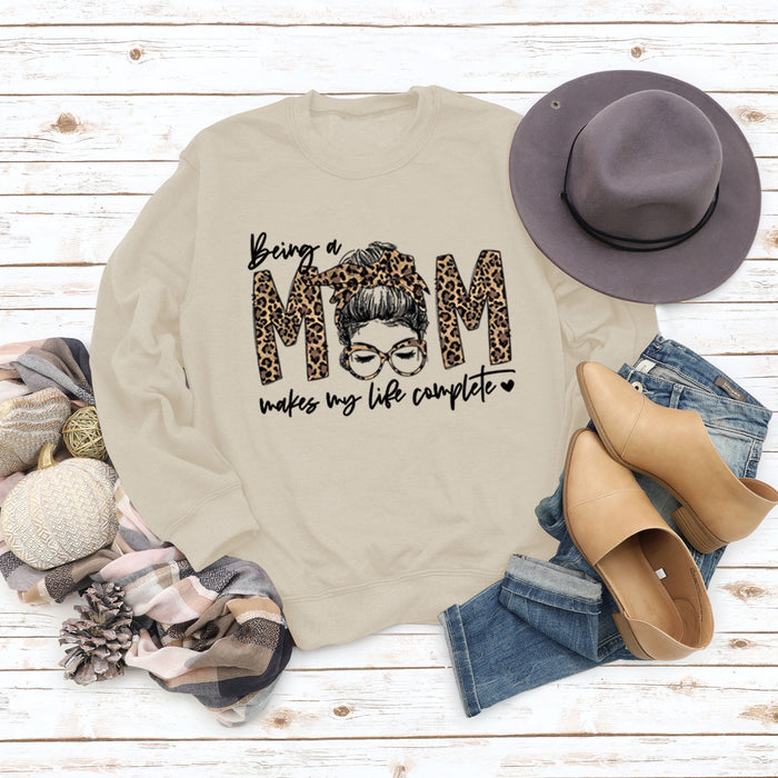 Being A MOM Makes My Life Complete Loose Long-sleeved Large Size Sweater Women