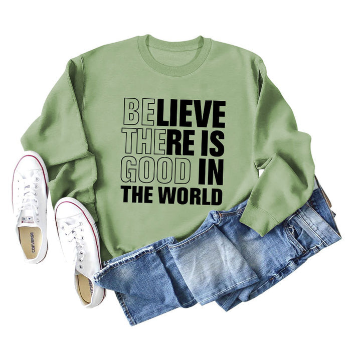 Olive sweater (black font) / S