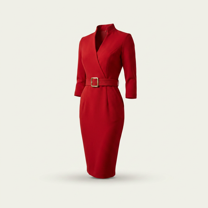 Belted V-Neck Midi Dress for Women Canada | Parcel Theory