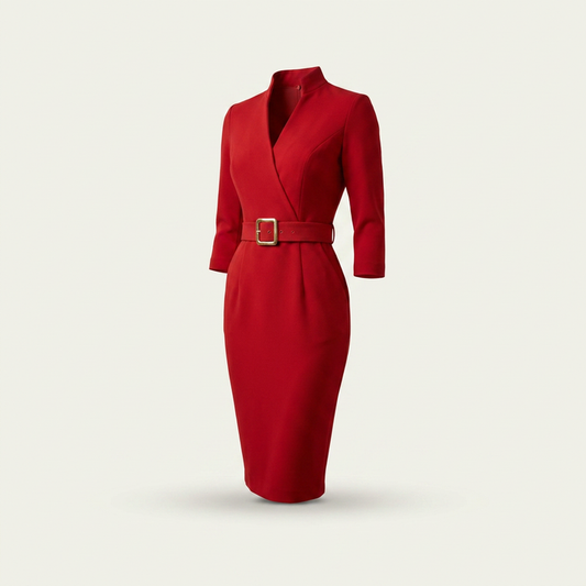 Belted V-Neck Midi Dress for Women Canada | Parcel Theory