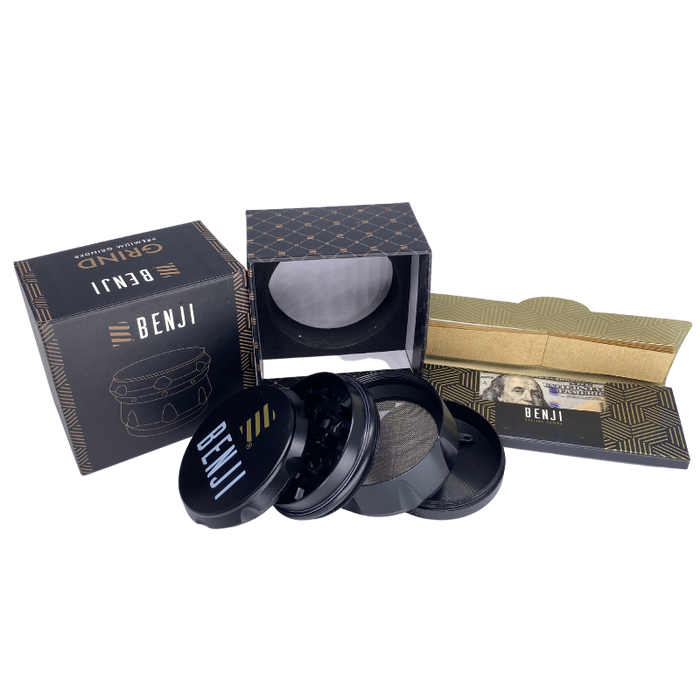 benji papers 4 piece herb grinder black