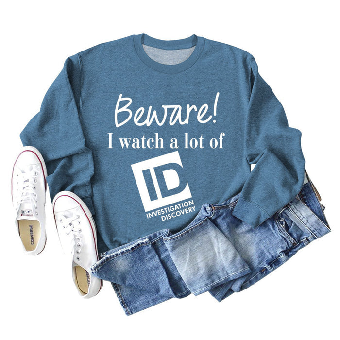 Blue sweater (white font) / S