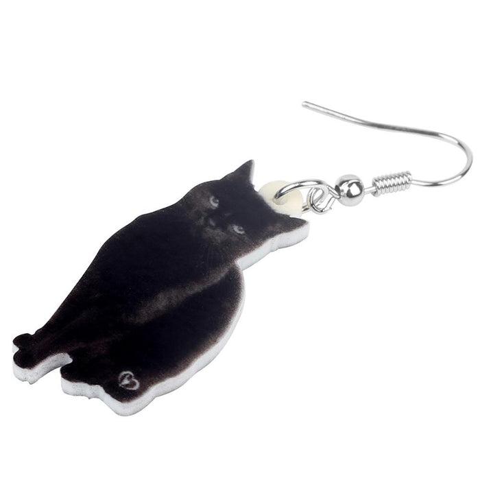 Black Cat Drop Dangle Earrings Cat Design Accessories Pet Clever
