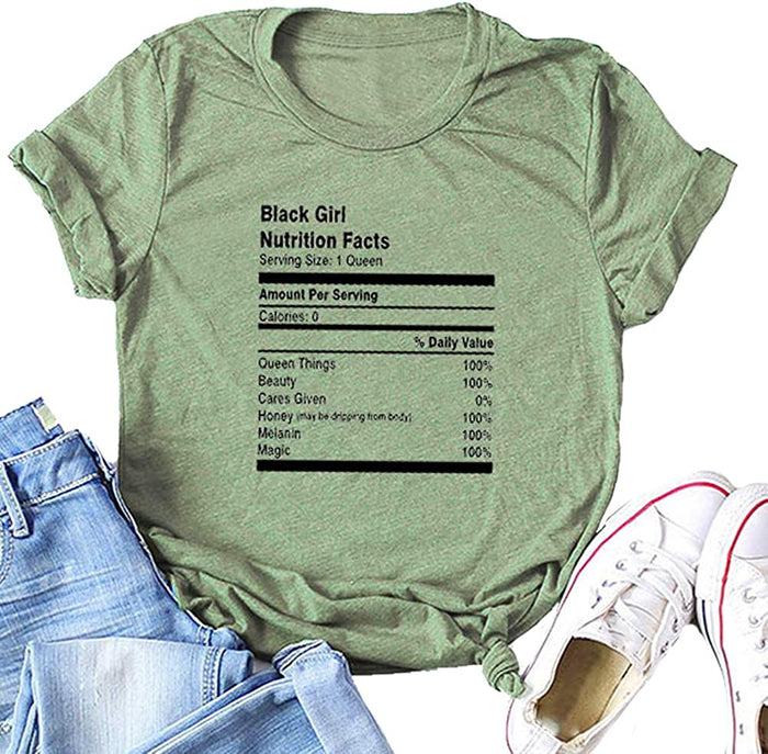Black Girl Nutrition Facts T-Shirt Afro Women T-Shirt