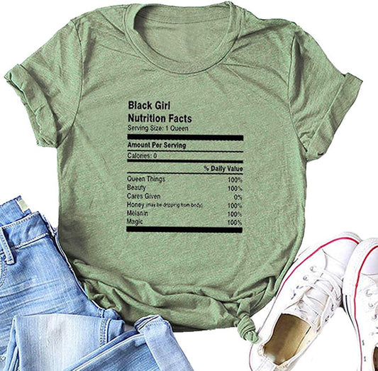 Black Girl Nutrition Facts T-Shirt Afro Women T-Shirt