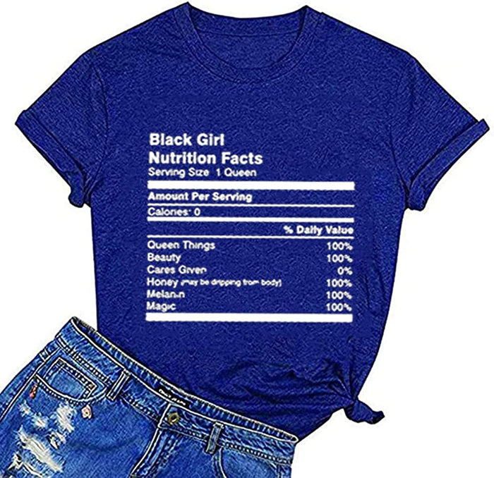 Black Girl Nutrition Facts T-Shirt Afro Women T-Shirt