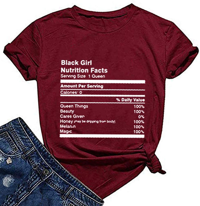 Black Girl Nutrition Facts T-Shirt Afro Women T-Shirt
