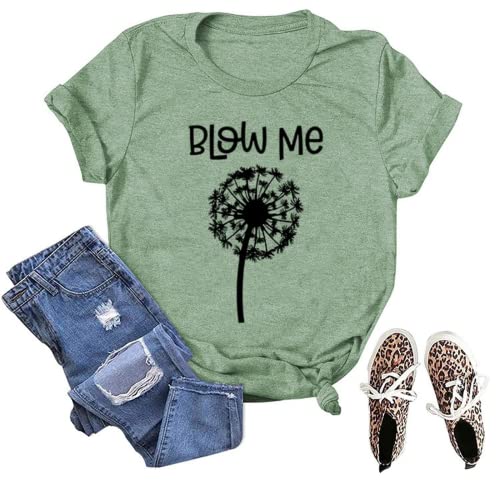 Blow Me Dandelion T-Shirt Women Flower Gift Graphic Tees