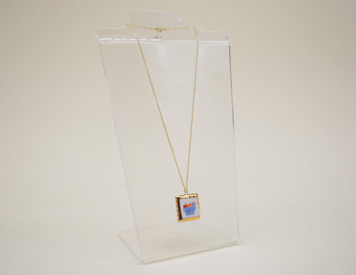 Blue Fruit Bowl Painting Necklace
