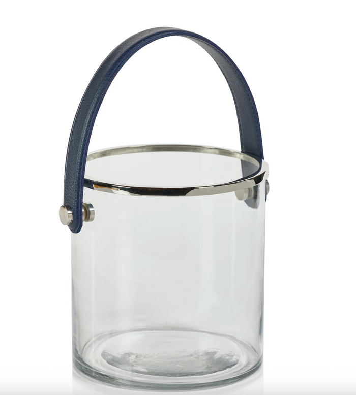 Blue Leather Glass  Ice Bucket
