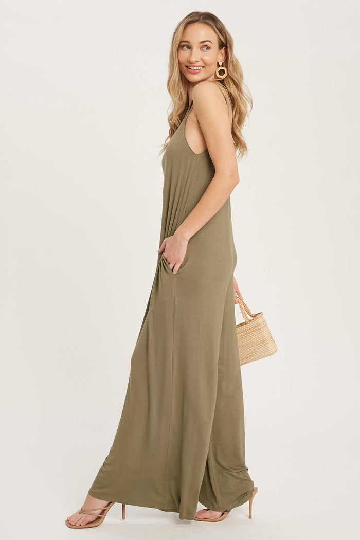 BLUIVY CRISS-CROSS BACK WIDE LEG JUMPSUIT