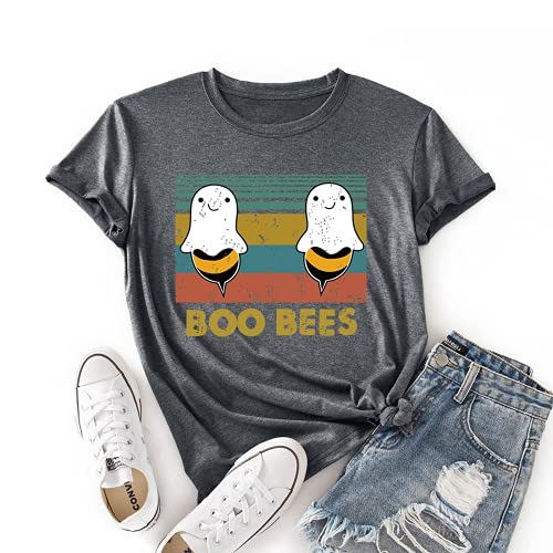 Boo Bees Shirt for Women Funny Halloween Ghost Gift Tshirt