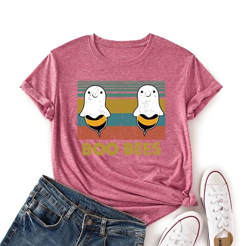 Boo Bees Shirt for Women Funny Halloween Ghost Gift Tshirt