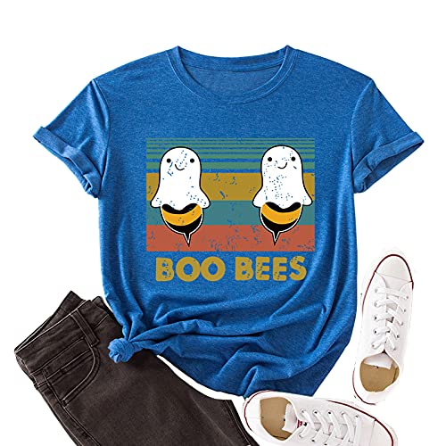 Boo Bees Shirt for Women Funny Halloween Ghost Gift Tshirt