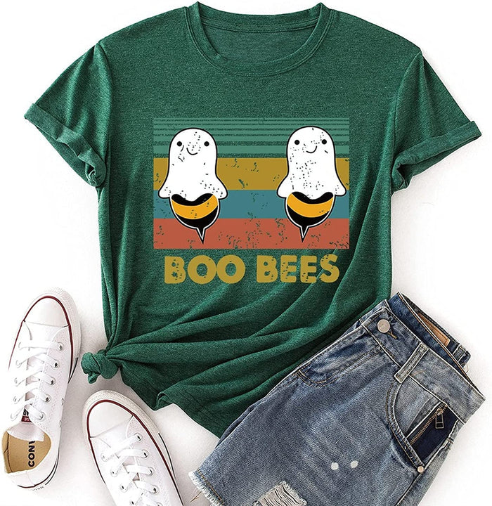 Boo Bees Shirt for Women Funny Halloween Ghost Gift Tshirt