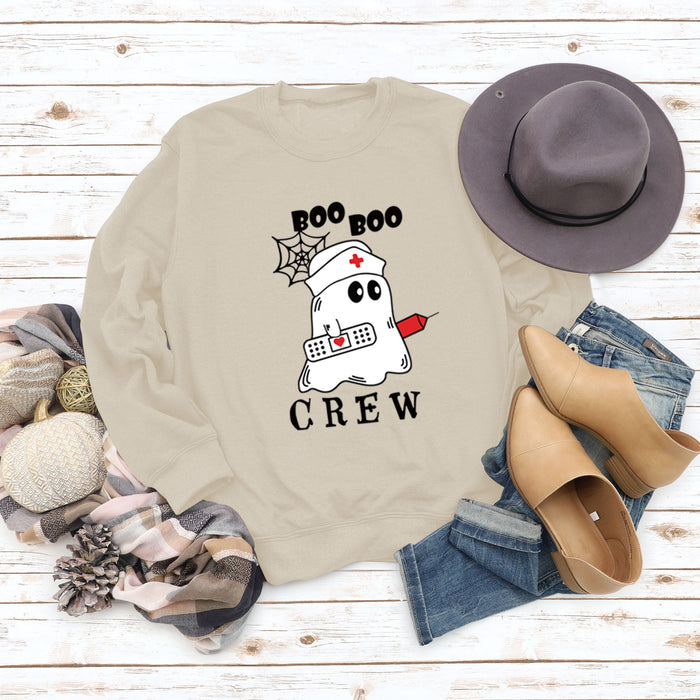 BOO BOO CREW Letter Loose Fall/Winter Bottom Long Sleeve Women's Sweater