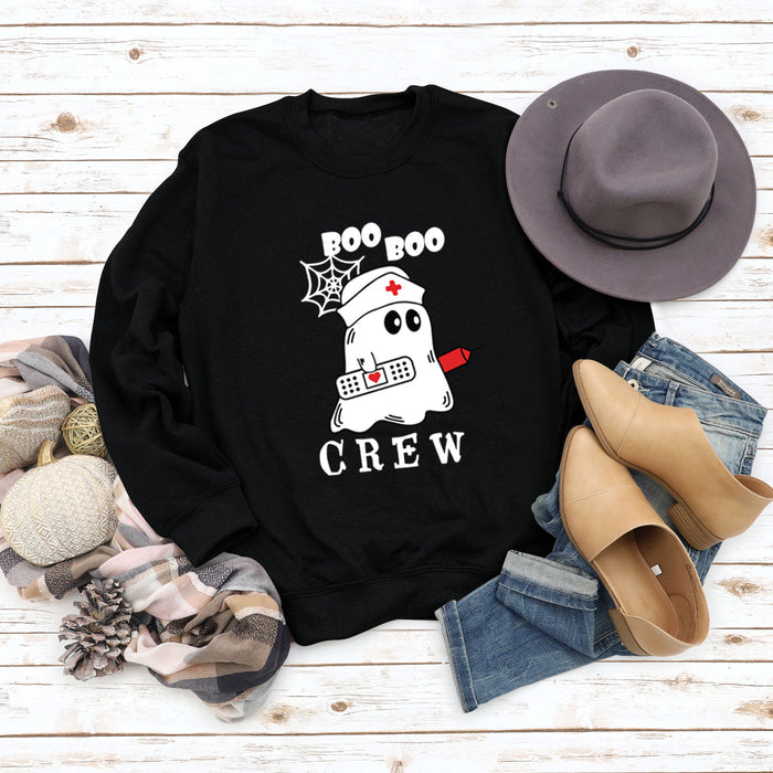 BOO BOO CREW Letter Loose Fall/Winter Bottom Long Sleeve Women's Sweater