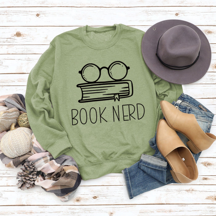 Olive green sweater (black font) / S