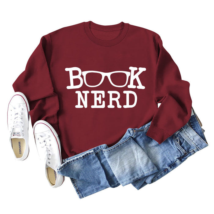 Wine red sweater (white font) / S