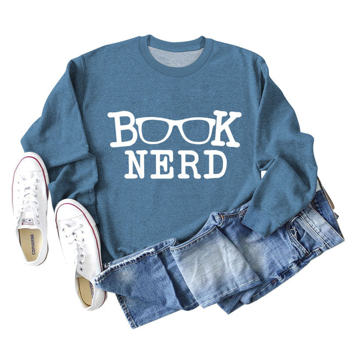 Blue sweater (white font) / S
