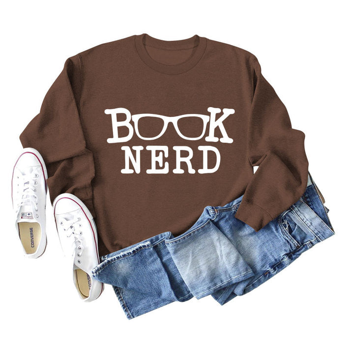 Coffee colored sweater (white font) / S