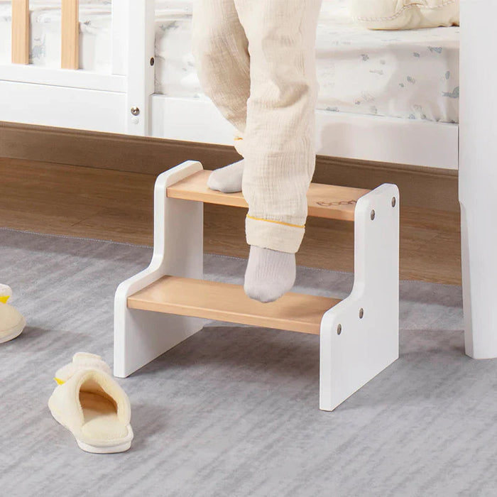 Two-step wooden Boori Tidy Foot Step Stool perfect for Toshi Baby and baby strollers