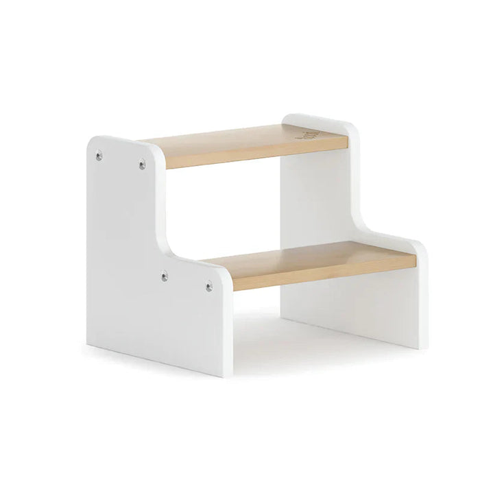 Two-step wooden stool perfect for Toshi Baby and baby strollers, Barley Almond color