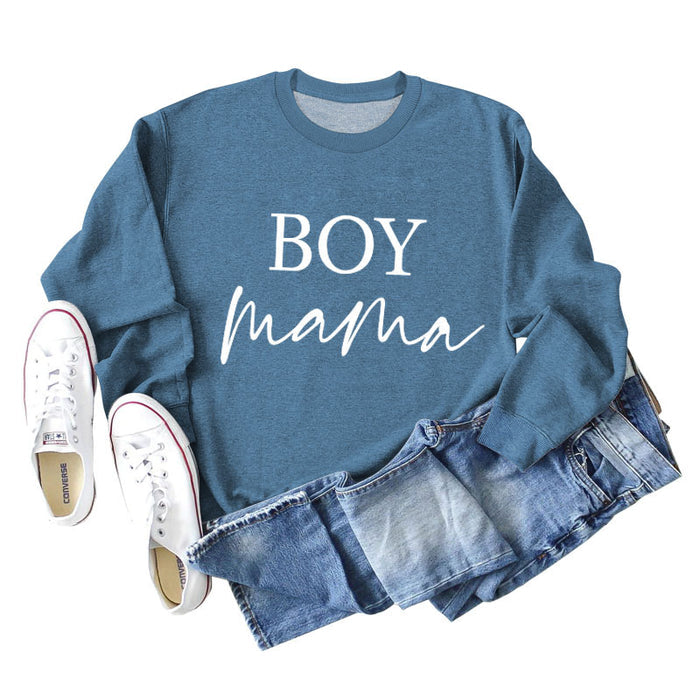 Blue sweater (white font) / S
