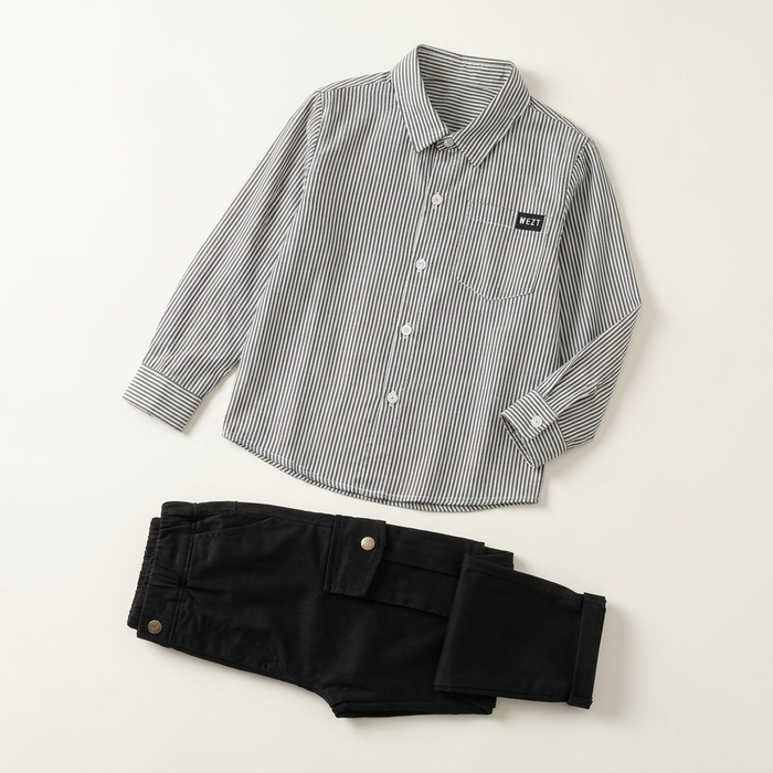 Boys Black Cardigan & Cargo Pants Set Canada | Parcel Theory