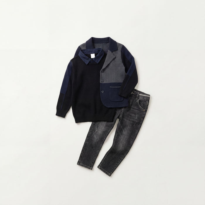 Boys Black Outfit Set with Blazer & Jeans | Canada