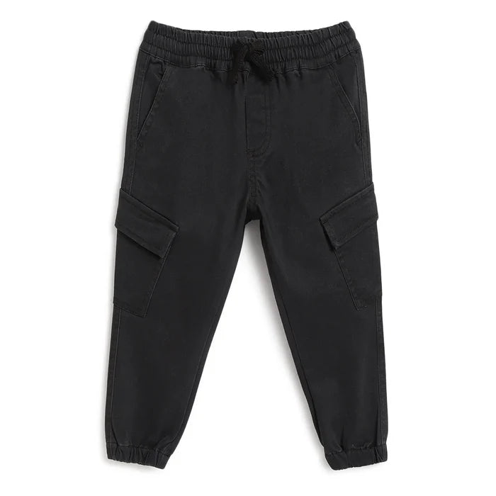Boys Dark Grey Mid-Rise Relaxed Joggers