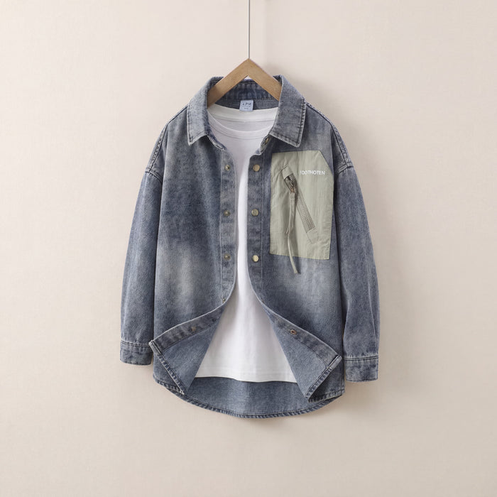 Boys' Denim Shirt with Utility Pocket Patch | Parcel Theory Canada