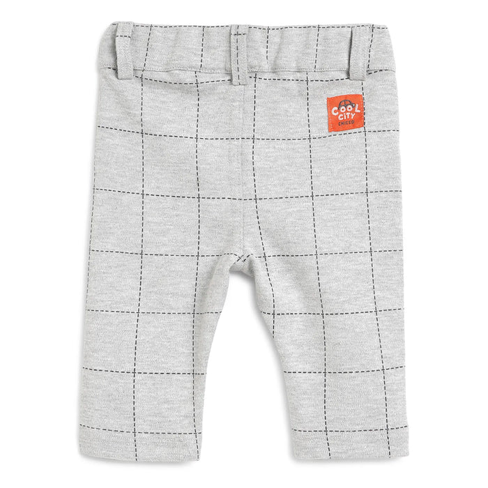 Boys Grey Checked Trousers