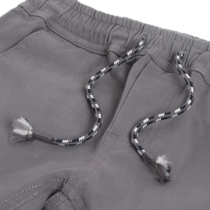 Boys Grey Mid-Rise Relaxed Fit Trousers