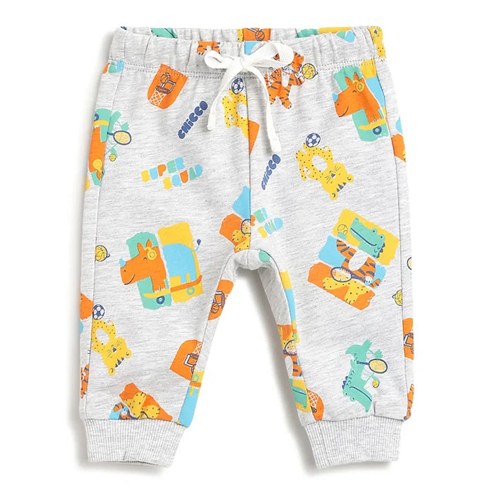 Boys Grey Printed Joggers