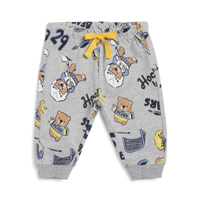 Boys Grey Printed Joggers