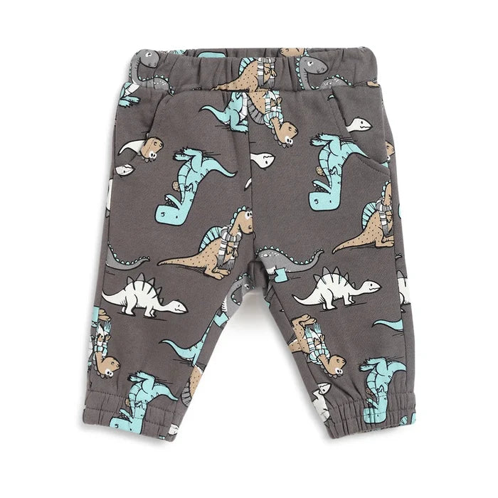 Boys Grey Printed Joggers