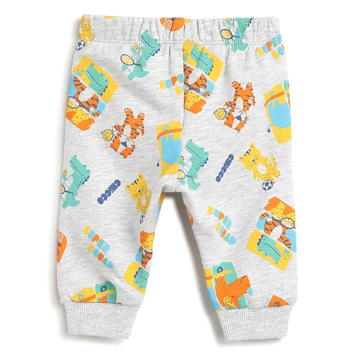 Boys Grey Printed Joggers
